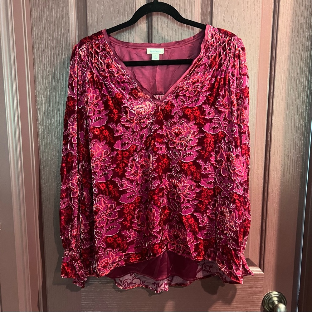 Sundance Pink and Red Floral Blouse